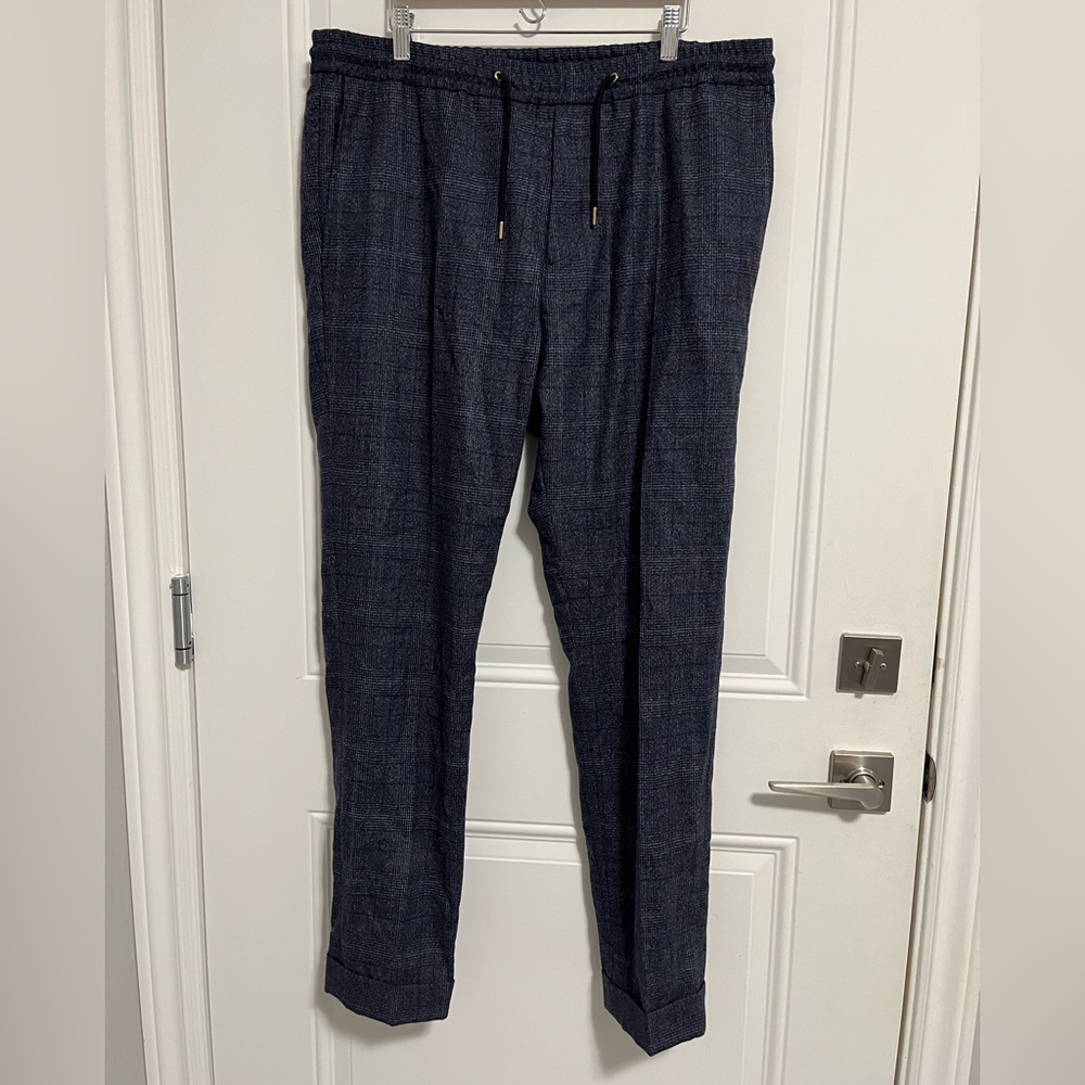 NWT - Paul Smith Men's Drawstring Check Wool Trousers -Made in Portugal- Size 36